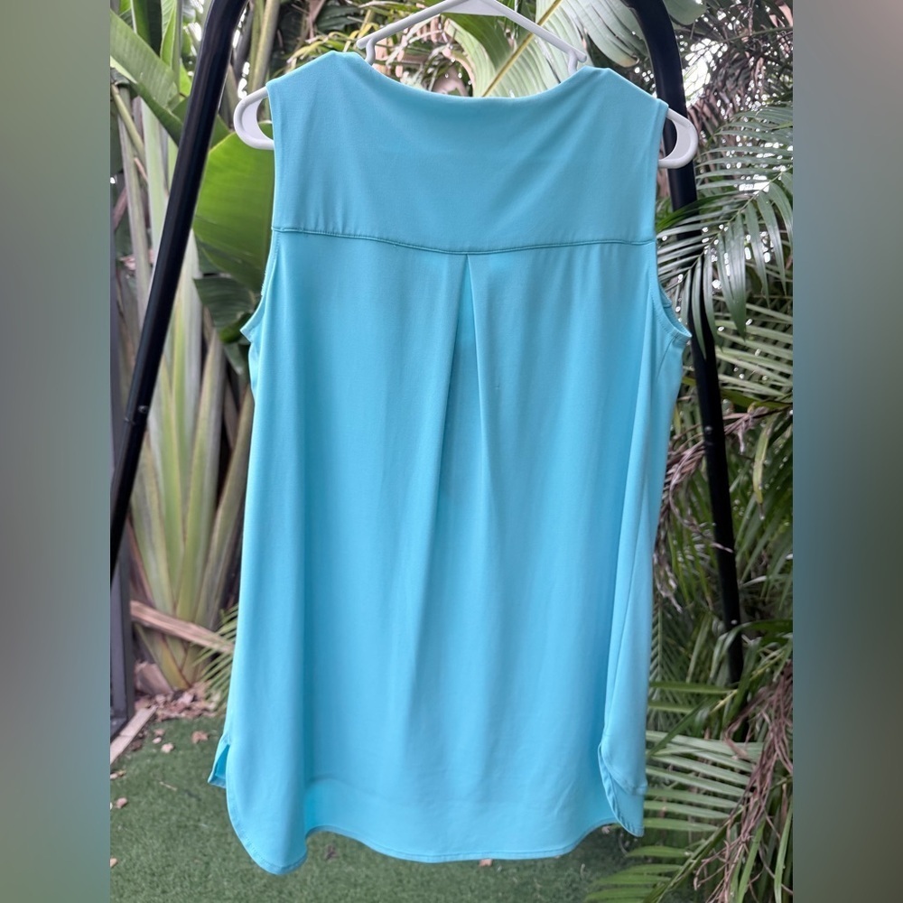 Peter Nygard Blue Lace-Up Sleeveless Top - Picture 2 of 10